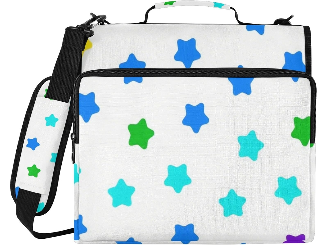 Pasta De 3 Argolas Com Fecho, 8cm, Alça De Ombro E Mão, Portfólio Portátil Com Vários Bolsos, Adequado O Ensino