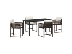 Conjunto 5 De Jantar De Jardim Com Almofadas Vidaxl Marrom Rattan Poli