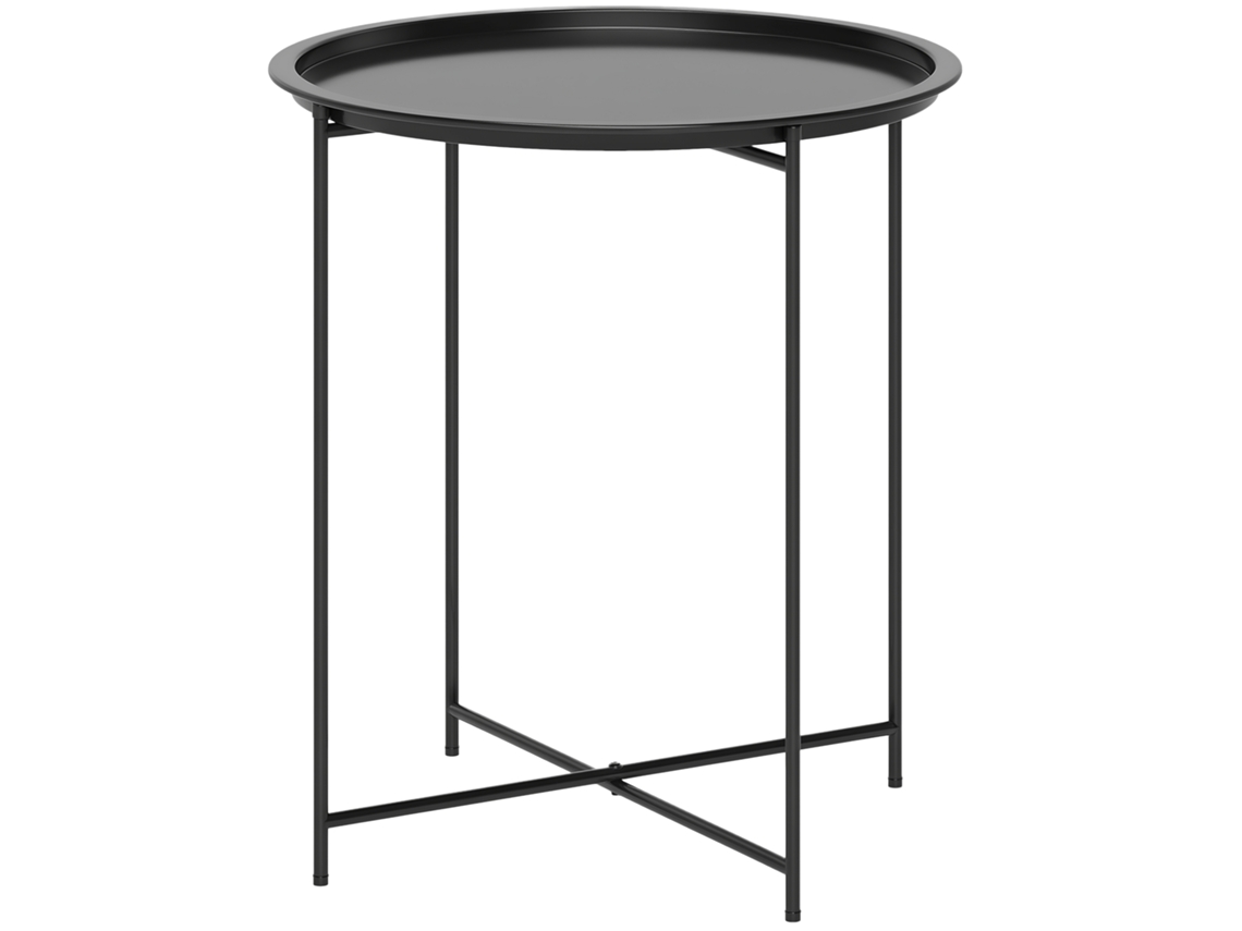 Mesa de centro ou lateral redonda com tampo removível ZENCORE SERVICES Ø46x53 cm preta