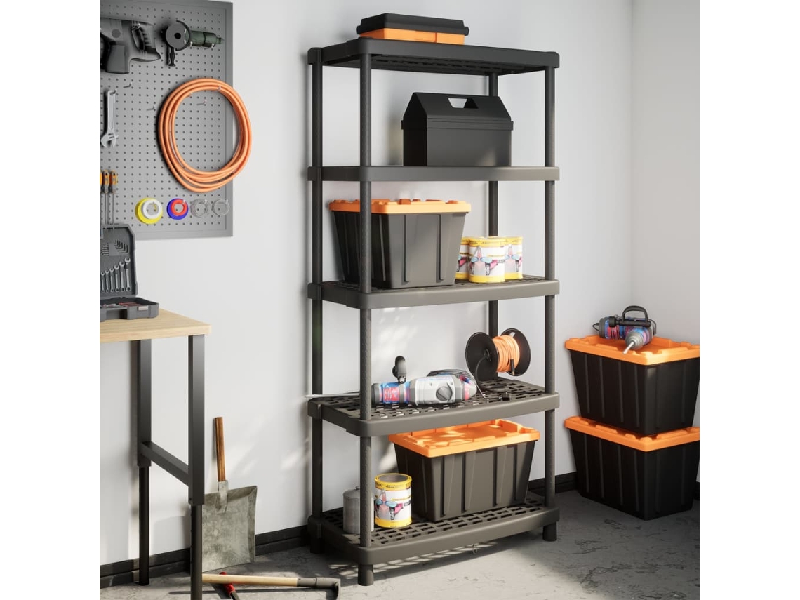 Vidaxl Estante Arrumação C/ 5 Prateleiras 93,5x45,5x194,5 Cm Pp Preto