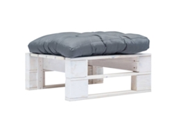 Vidaxl Otomano De Paletes Com Almofadão Cinzento Madeira Branco