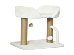 Arranhador para Gatos Pequenos Altura 42 Cm Arranhador para Gatos com Cama Bolas Supensas e Postes de Juta 48x38x42 Cm Branco Ge