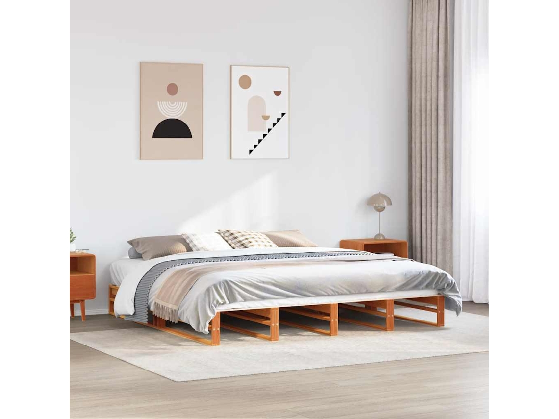 Cama Sem Colchão 180x200 Cm Pinho Maciço Castanho-mel