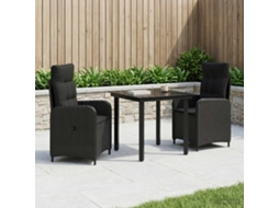 Vidaxl Conjunto De Jantar Para Jardim 3 Unid. Preto