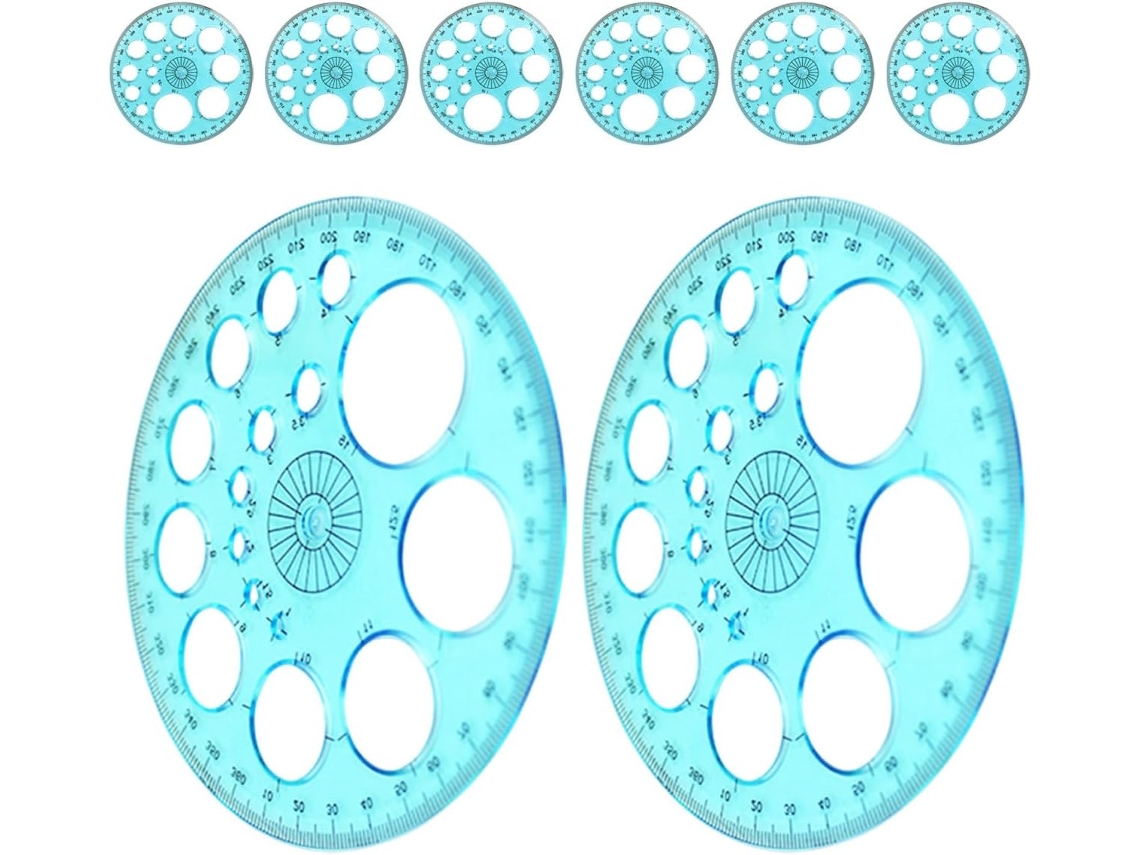 Conjunto de 8 gabaritos circulares Supvox com diâmetro pequeno e função de transferência, sem necessidade de gabarito adicional.