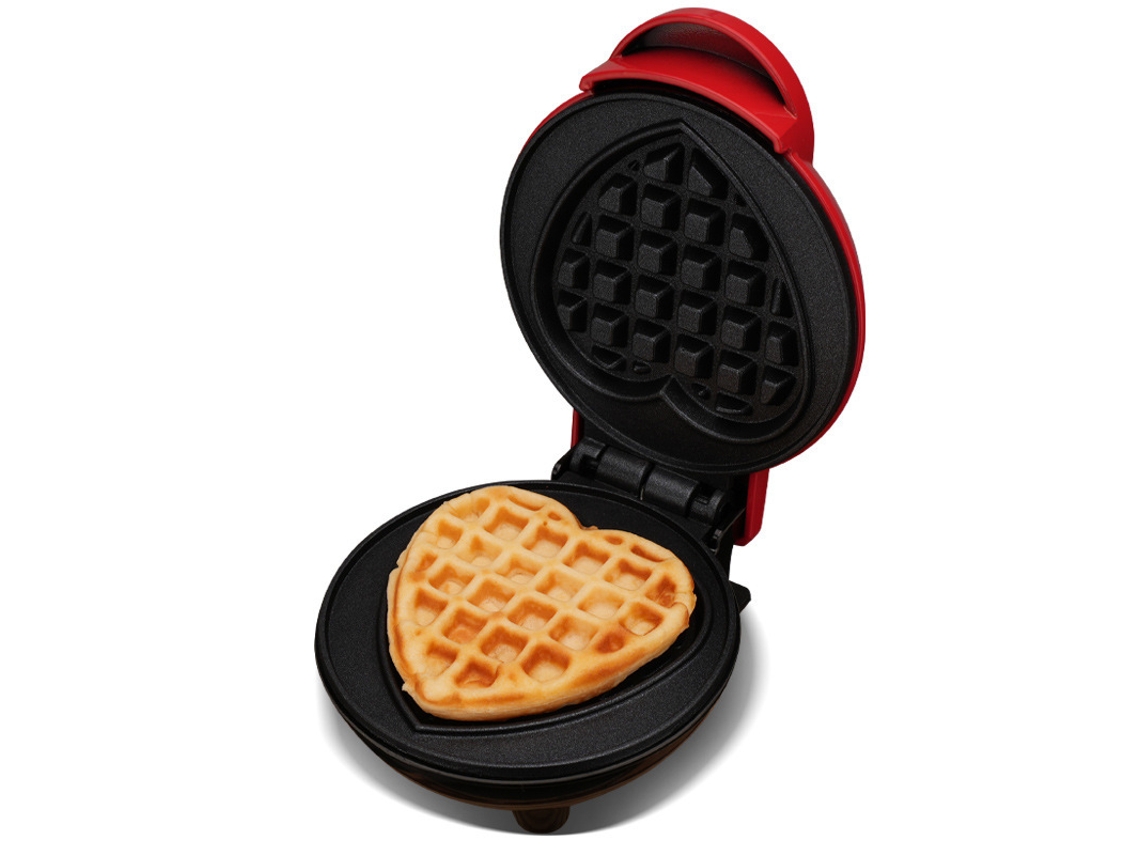 Mini waflera SFUSHOS para uso doméstico, forma de corazón rojo, estándar europeo