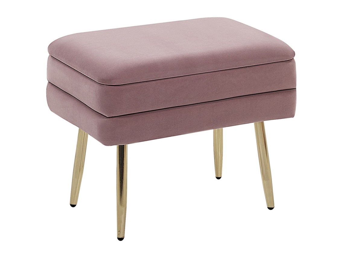 Banco Em Veludo Com Pés Dourados Elegantes Beliani Odessa De Veludo Rosa 49x34x43