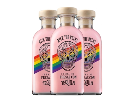 Tequila LASIL Kick The Rules Crema de Fresas con Tequila Pride Edition (0.7 L - 3 Unidades)