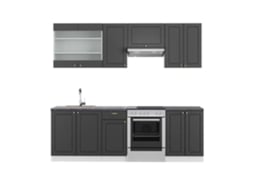 Cozinha Fame-Line, 240 cm, PT Antracite, Antracite-ouro/branco, Vicco