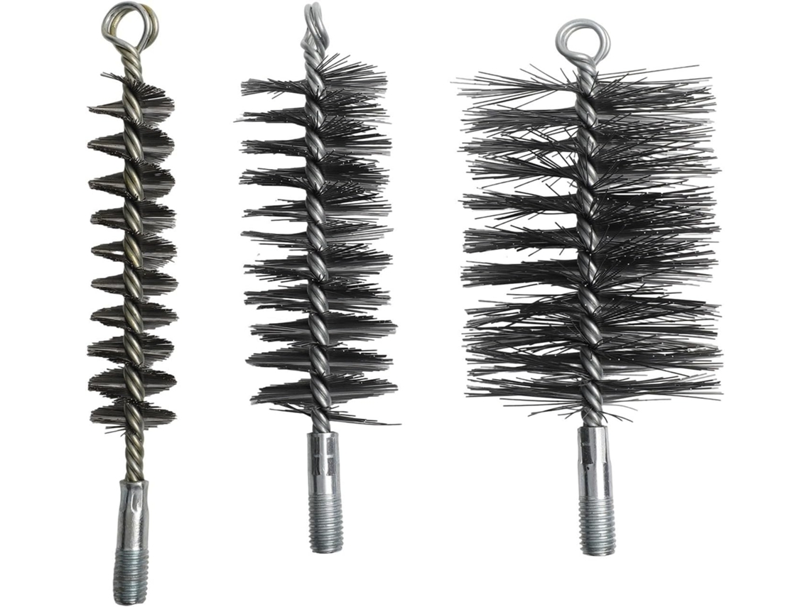 Conjunto De 3 Escovas Arame Para Tubos Forno, 30mm, 50mm E 80mm, Escovas De Aço Para Limpeza Chaminés E Gases Fogões