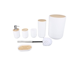 Conjunto de 6 acessórios para banheiro com lixeira dispensador de sabão prato porta escova e porta esquadro sanitário S/MARCA
