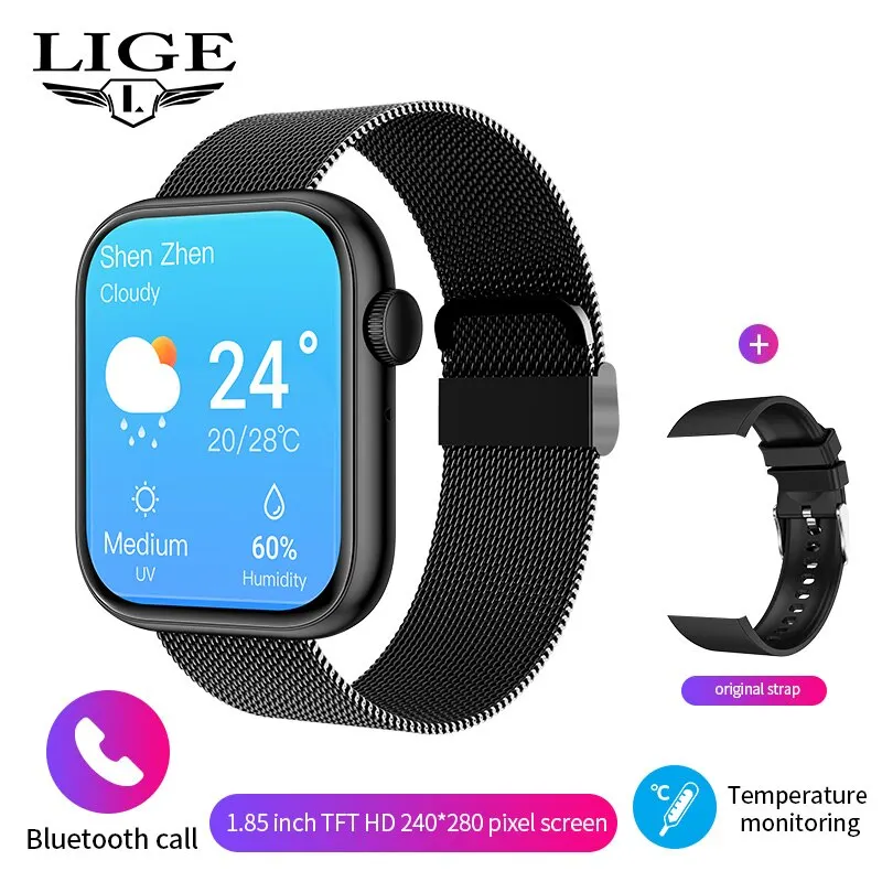 (cinto De Malha Preto) Smartwatch Tela Full Touch Bluetooth Chamada Impermeável Esportes Fitness