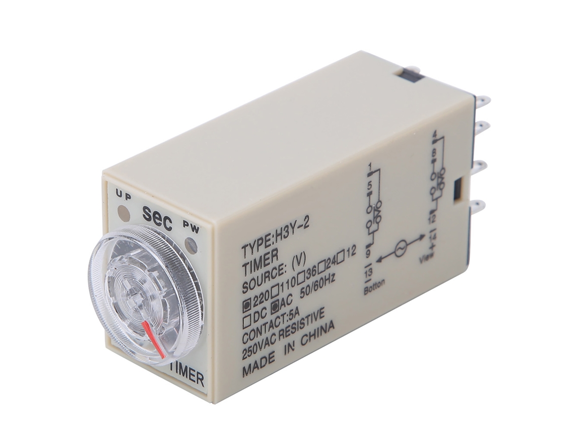 Relé De Tiempo H3y-2 Ajustable 8 Pines 0-3s 220vac Para Electrodomésticos Transparente
