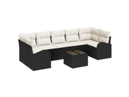 Conjunto 8 Conjunto De Sofás Para Exterior Vidaxl Preto Vime Pe (289 X 124 X 69 Cm)