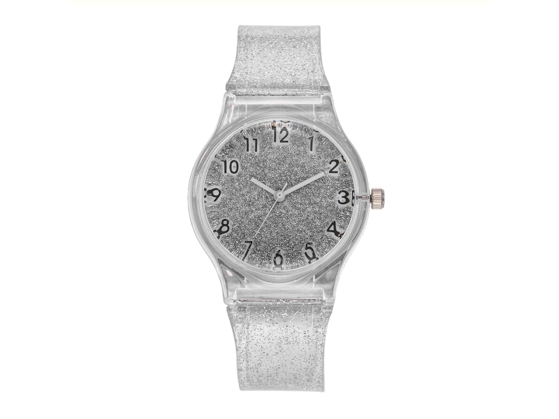 Relógio de Pulso Feminino Clássico de Quartzo com Pulseira de Silicone Branco Casual