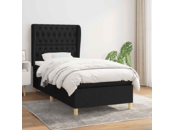 Vidaxl Cama Com Molas/colchão 100x200 Cm Tecido Preto