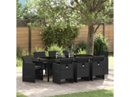 Vidaxl Conjunto De Jantar Para Jardim 9 Unid. Preto Vime Pe