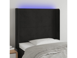 Vidaxl Cabeceira De Cama C/ Luzes Led Veludo 83x16x118/128 Cm Preto