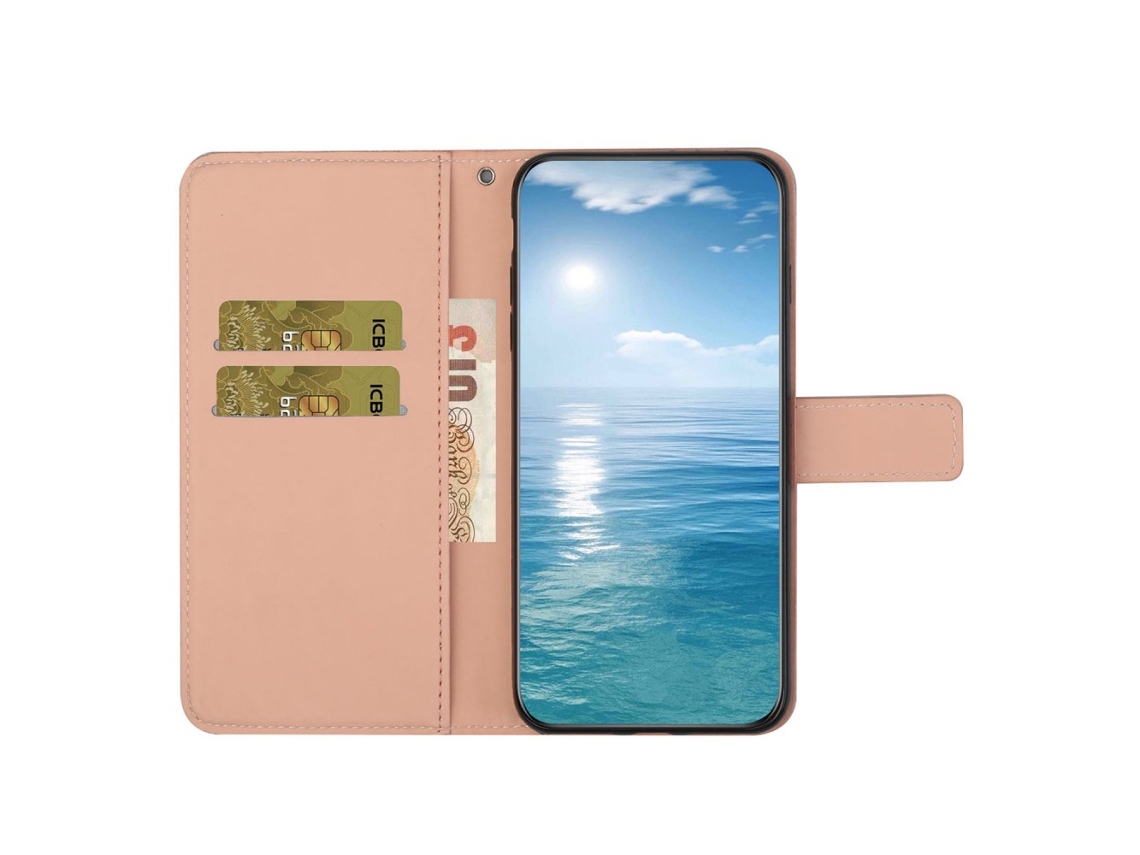 Capa Em Couro Pu Com Pega Para Apple Iphone 16 Pro Max - Rosa