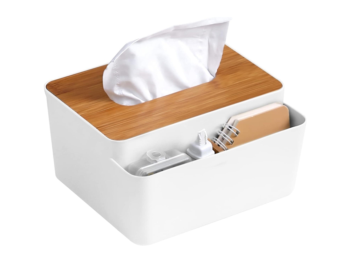 Caixa De Lenços De Papel Retangular 3 Em 1 Com Tampa De Madeira, Ideal Para Uso Em Casa, No Escritório E No Carro.