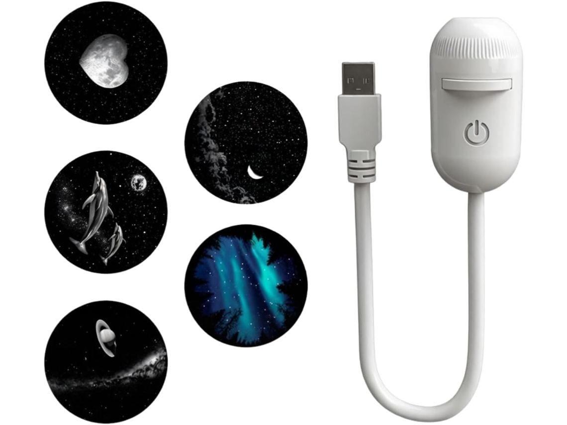 Projetor De Galáxia Com Luz Noturna, 2 Em 1, Ajustável 360° Usb,