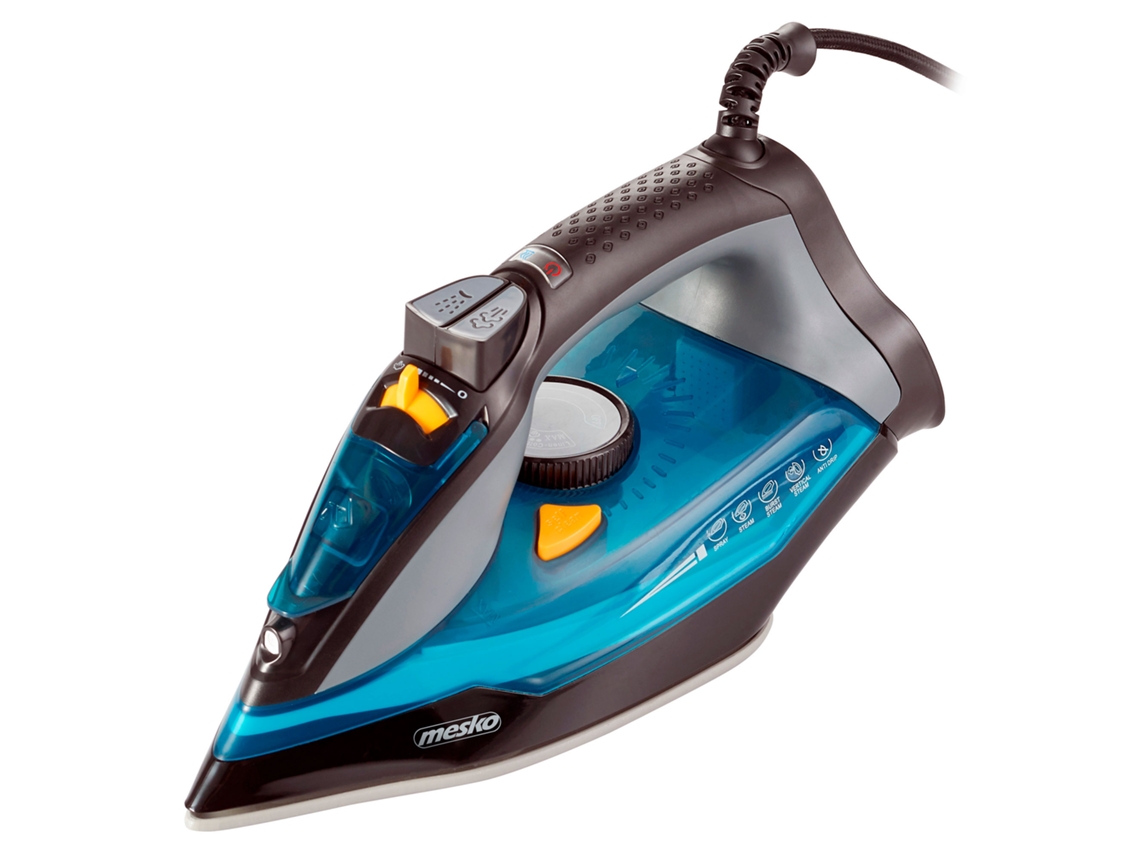 Ferro A Vapor Sola De Cerâmica, Engomar Na Vertical, Golpe De Vapor 80 G/min, Contínuo 45 G/min, Autolimpeza Mesko Ms5041 Azul