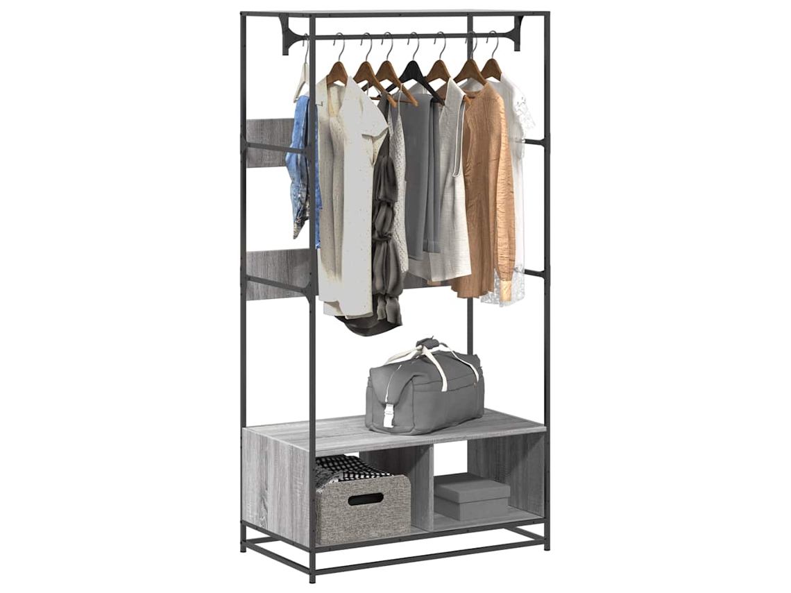 Vidaxl Roupeiro 90x50x180 Cm Derivados De Madeira Cinzento Sonoma