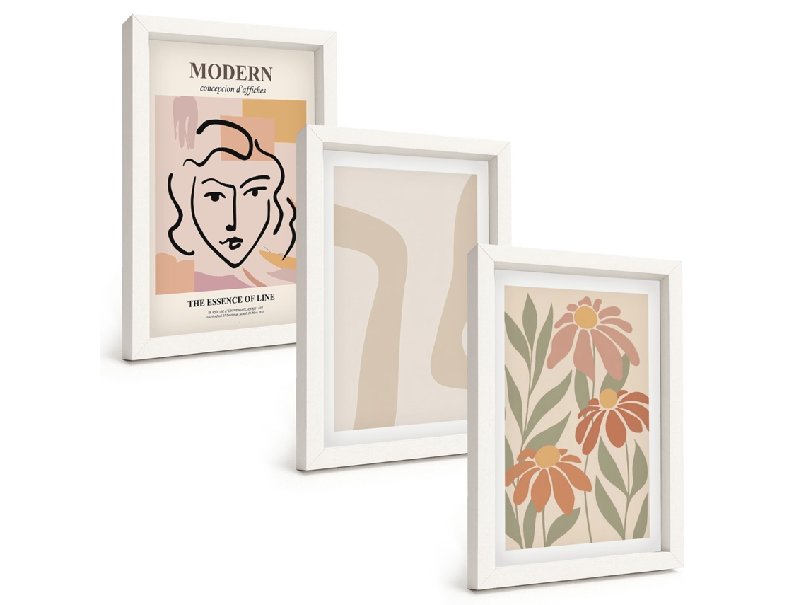 Composição De Quadros Mulheres Modernas E Abstratas Espelharte (3 Peças 20x30 Cm)