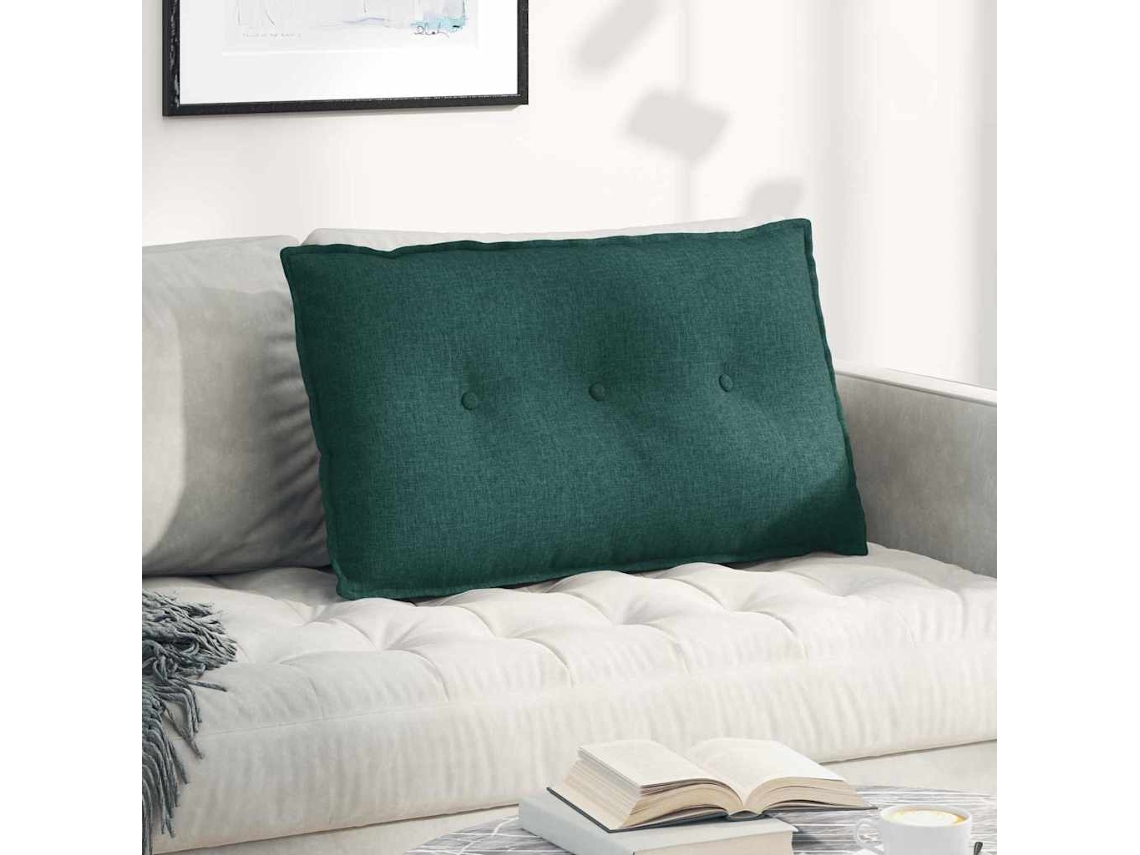 Vidaxl Travesseiro Para Costas Verde Escuro 80 X 19 X 50 Cm Tecido