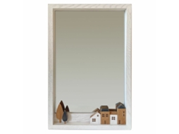 Espelho de parede DKD Home Decor Madeira Branco Casas (36 x 4 x 60 cm)