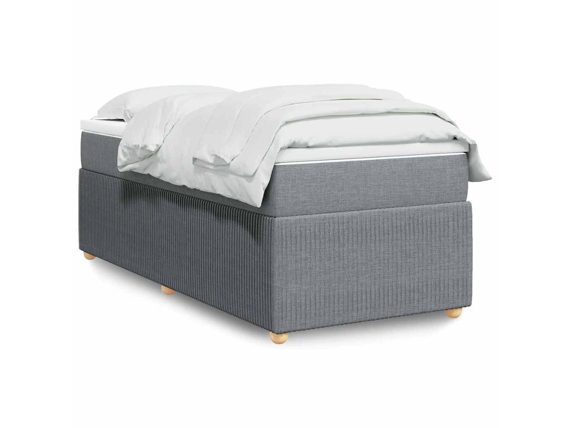 Vidaxl Cama Com Molas/colchão 100x200 Cm Tecido Cinzento-claro