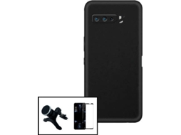 Capa + Película Vidro Temperado 5D Full Cover + Suporte Asus ROG Phone 5s Pro PHONECARE Silicone Líquido Preto 72819