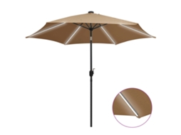 Vidaxl Guarda-sol C/ Luzes Led/poste Alumínio 300 Cm Cinza-acastanhado