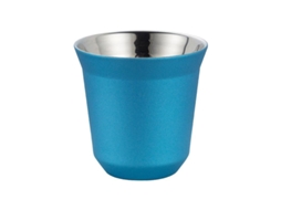 Nova Line copo de Café Espresso de Aço Inoxidável com Parede Dupla Isolada Pequeno 80ml Azul Claro