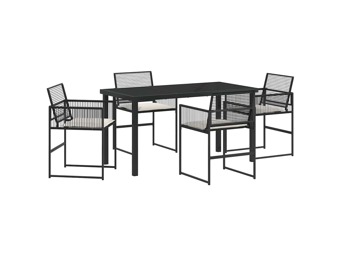 Conjunto de Jantar para Jardim 5 Pcs - Móveis de Jardim para Refeição Preto Aço Revestido a Pó HARLANV1