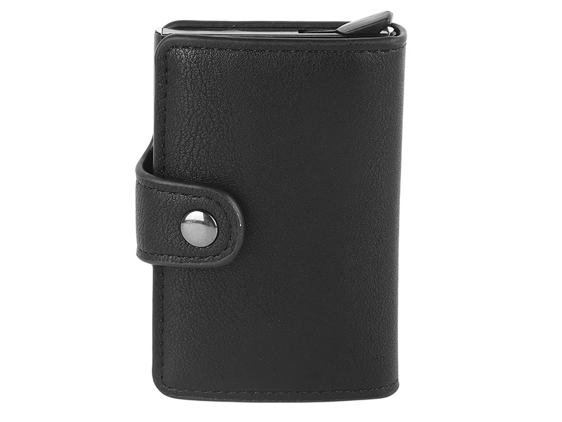 Carteira De Couro Pu Com Fivela, Dobrável, Bloqueio Rfid, Minimalista, Fina, Porta Cartões De Crédito Para Homens E Mulheres