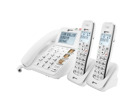 Telefone amplificado para idosos com 2 auscultadores sem fios Amplidect Combi 295 2 Branco Geemarc