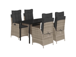 Conjunto de 5 Jantar para Jardim com Almofadões Vime Pe Cinza MAISON EXCLUSIVE