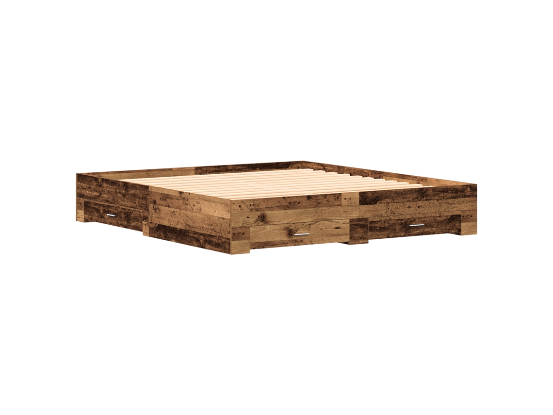Conjunto 1 Cama Rustica Vidaxl Castanho Derivados De Madeira (180 X 200 Cm)