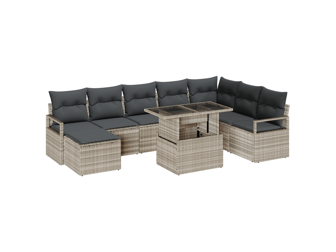 Conjunto 9 Conjunto De Sofá Modular Vidaxl Cinzento-claro Vime Pe (100 X 55 X 73 Cm)