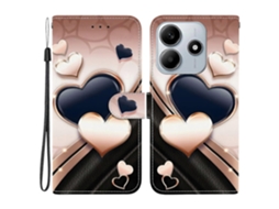 Capa De Couro Tkdaddy Para Xiaomi Redmi Note 14 5g Com Suporte, Carteira, Estampa, Capa De Celular Com Alça De Pulso, Amor