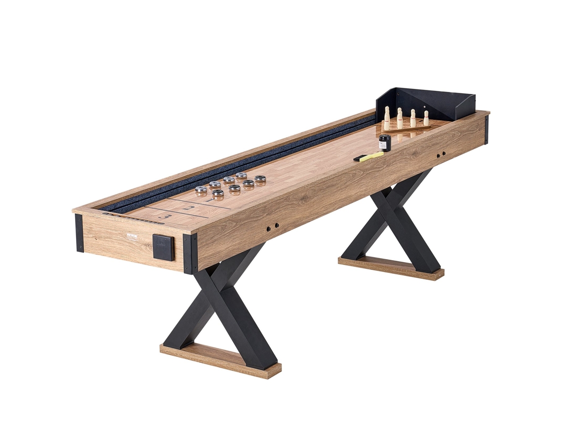 9 Pés Mesa de Shuffleboard 2 em 1 Conjunto de Jogo Combinado de Shuffleboard e Bowling VEVOR