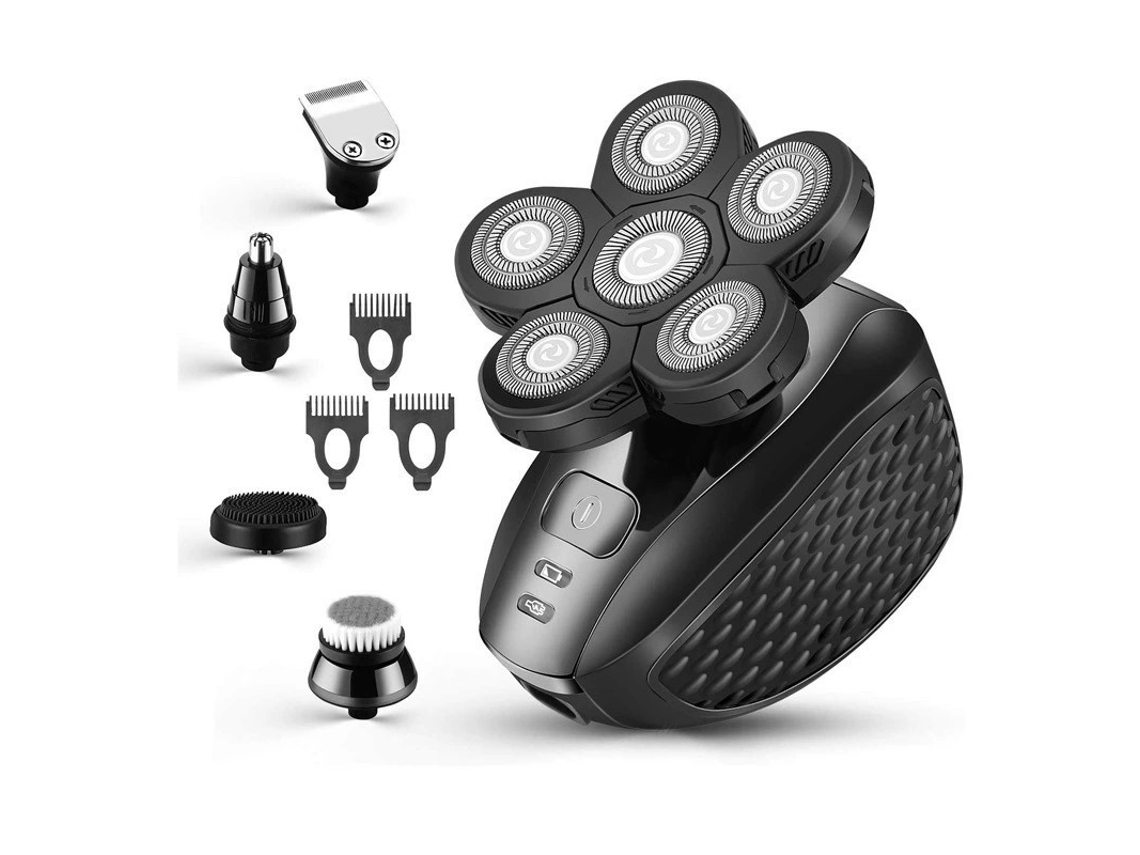 Compatível Kit de Barbeador Elétrico Lk 6300, 6 Lâminas Flutuantes + Acessórios para Calvície e Cuidados, Usb Recarregável Portátil STELASPLEN
