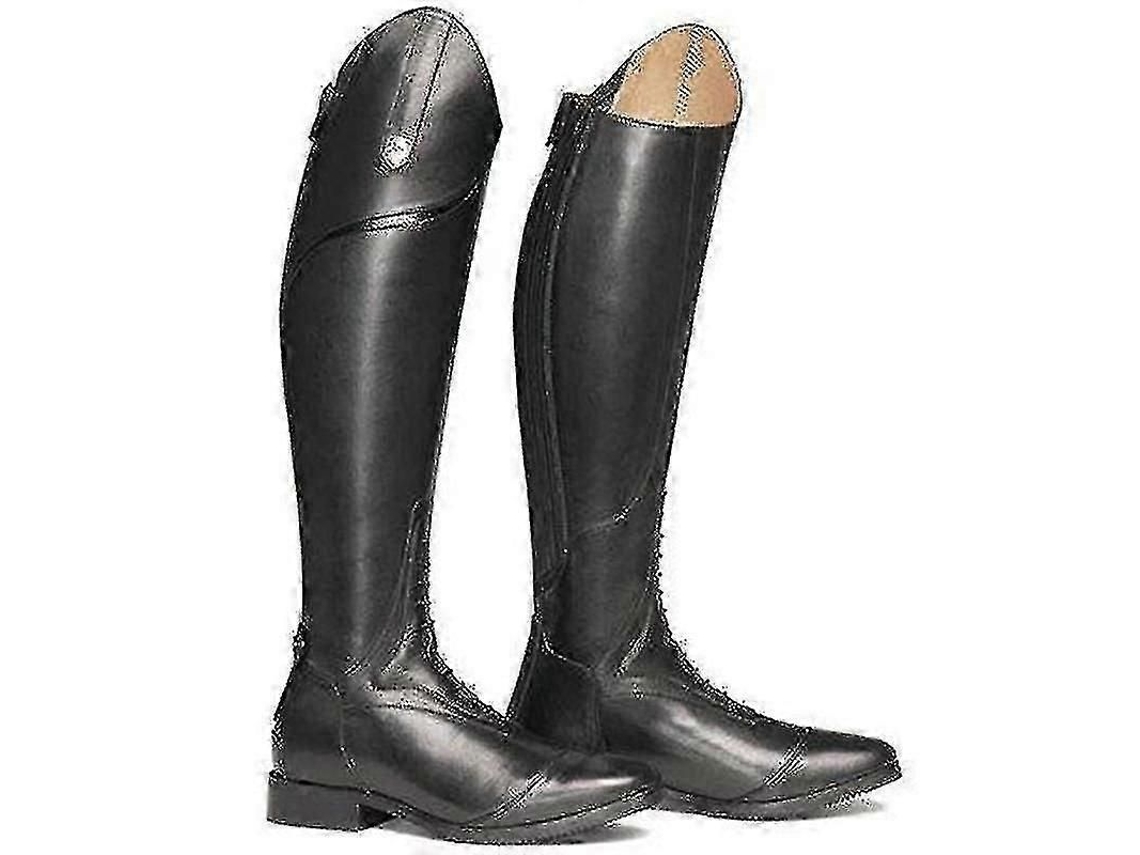 Botas Altas de Campo Feminino em Couro Sintético com Zíper Traseiro para Equitação 45 Negro