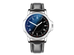 Relógio de Moda Simples Masculino com Pulseira de Couro Relógio de Negócio Preto