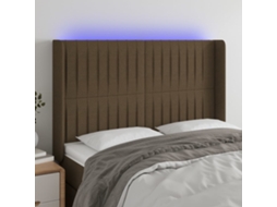 Vidaxl Cabeceira De Cama C/ Luzes Led Tecido 147x16x118/128cm Castanho