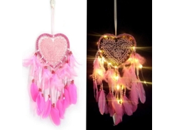 Cazador De Sonhos De Coração Vazio Com Penas Exquisitas E Luzes Led Para Quarto