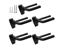 Conjunto de 5 Suportes Pretos para Guitarra, para Montagem na Parede com Parafusos. Compatível com Guitarras AQUAFORGE