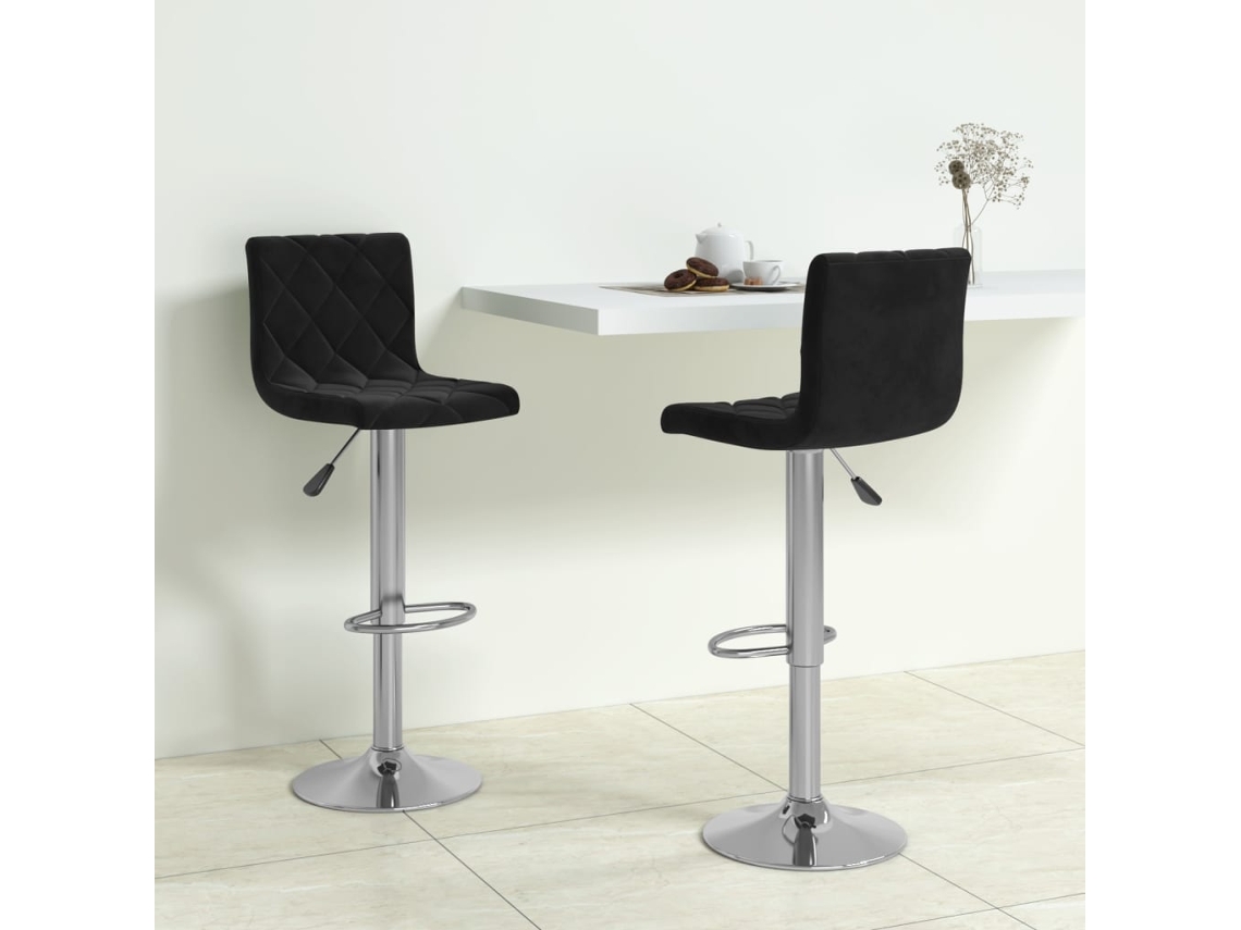 Vidaxl Bancos De Bar 2 Pcs Veludo Preto