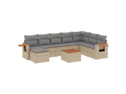 Conjunto de 9 Sofás para Jardim com Almofadões Vime Pe Bege MAISON EXCLUSIVE (90x200 cm)